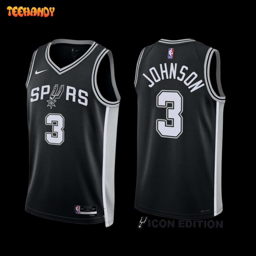 San Antonio Spurs Keldon Johnson 2022-23 Icon Edition Jersey Black