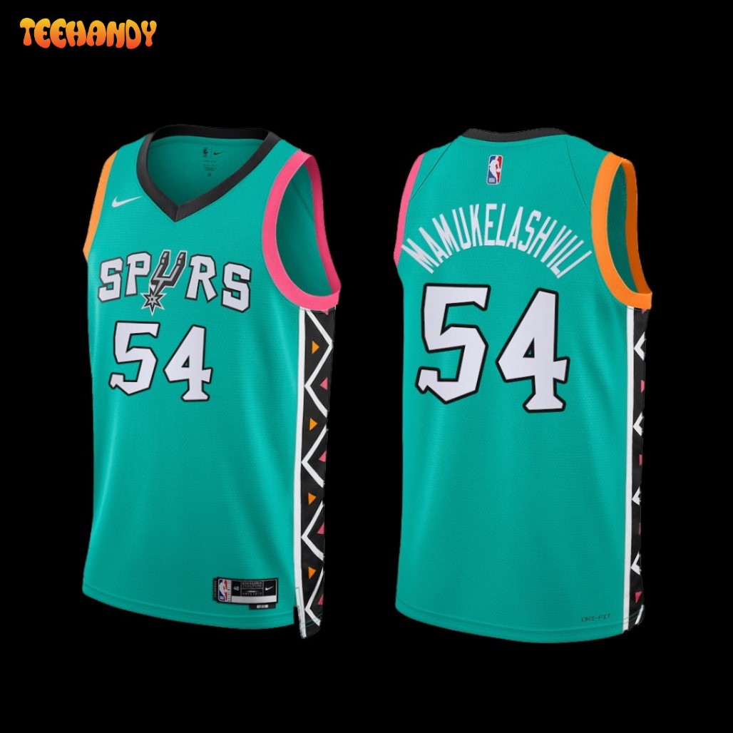 San Antonio Spurs Sandro Mamukelashvili 2022-23 City Edition Jersey Turquoise