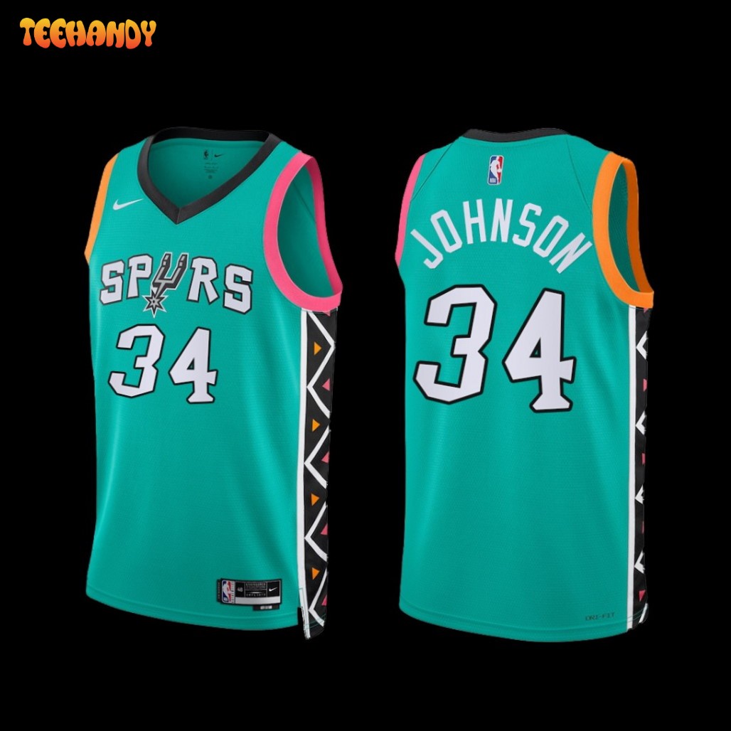 San Antonio Spurs Stanley Johnson 2022-23 City Edition Jersey Turquoise