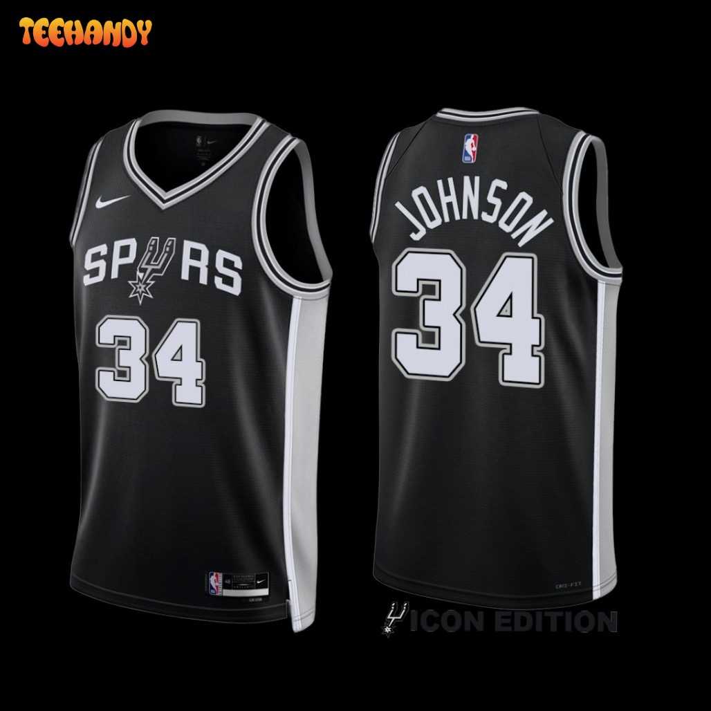 San Antonio Spurs Stanley Johnson 2022-23 Icon Edition Jersey Black