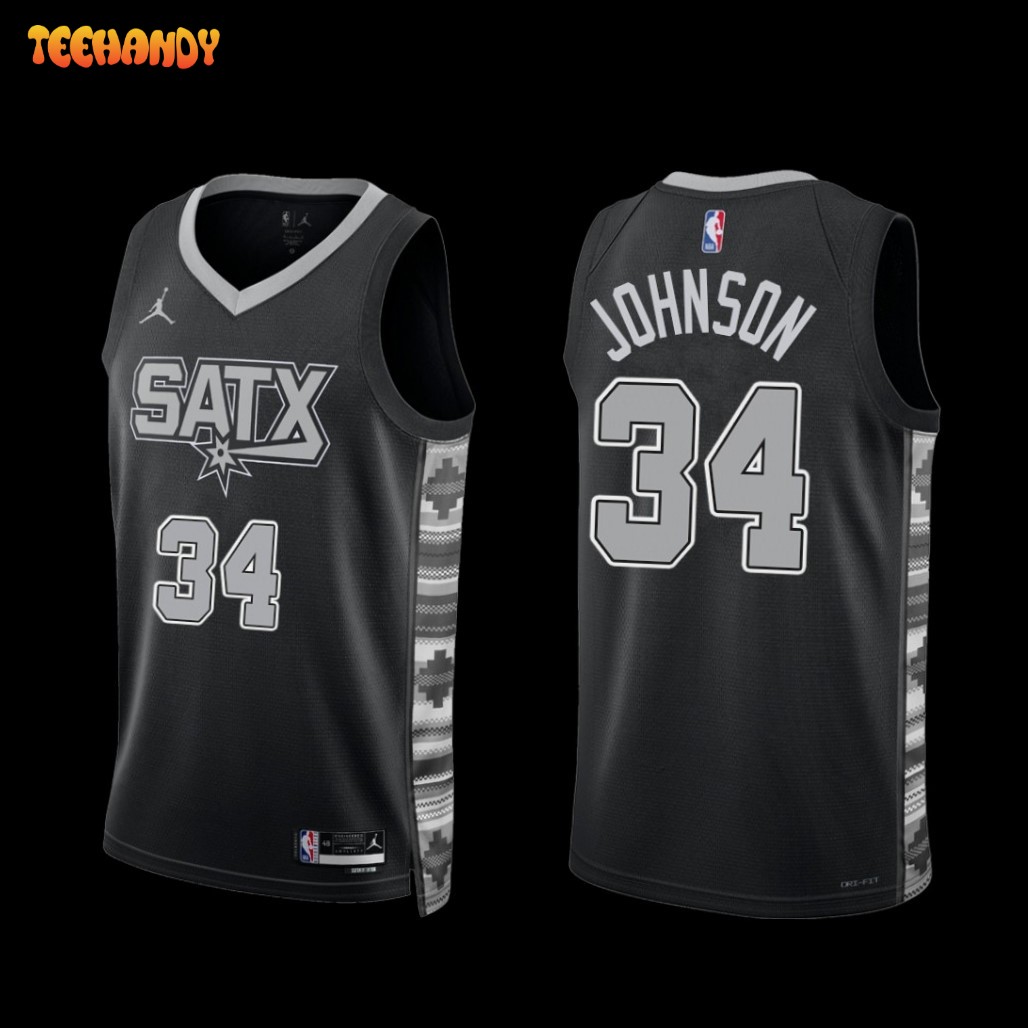 San Antonio Spurs Stanley Johnson 2022-23 Statement Edition Jersey Black