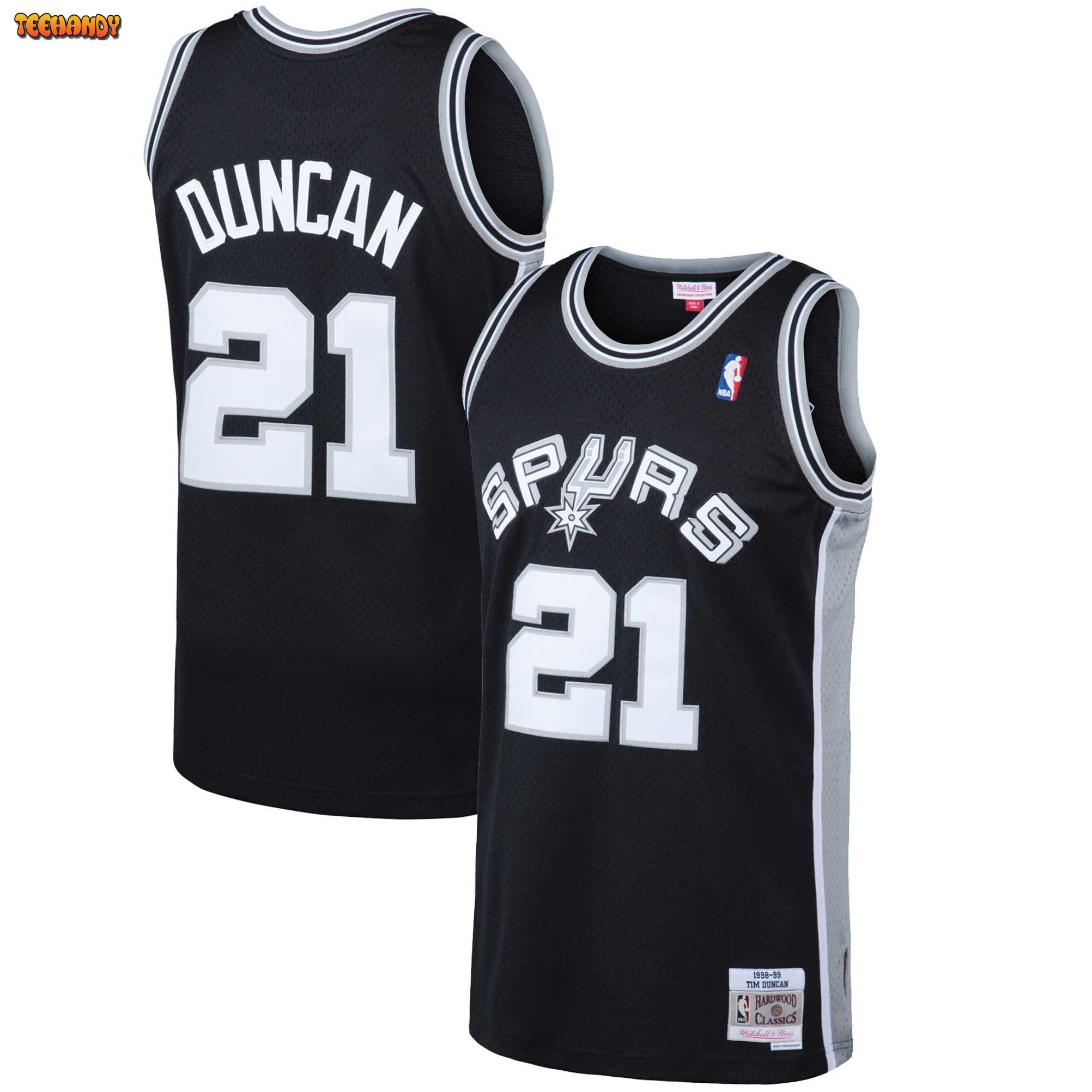 San Antonio Spurs Tim Duncan Black 1998-99 Throwback Jersey