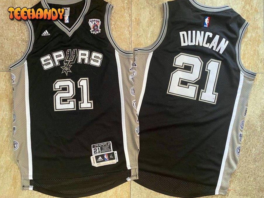 San Antonio Spurs Tim Duncan Black Retired Throwback Jersey