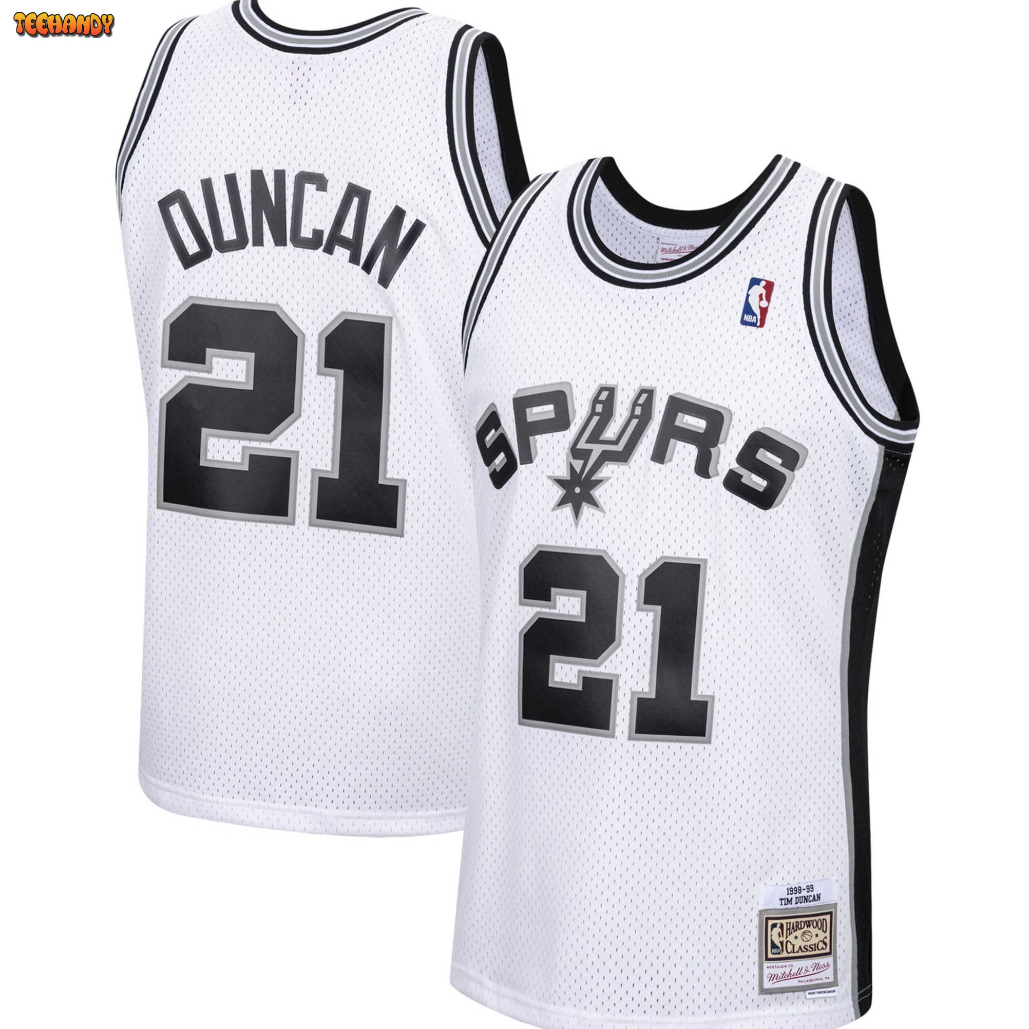 San Antonio Spurs Tim Duncan White 1998-99 Throwback Jersey