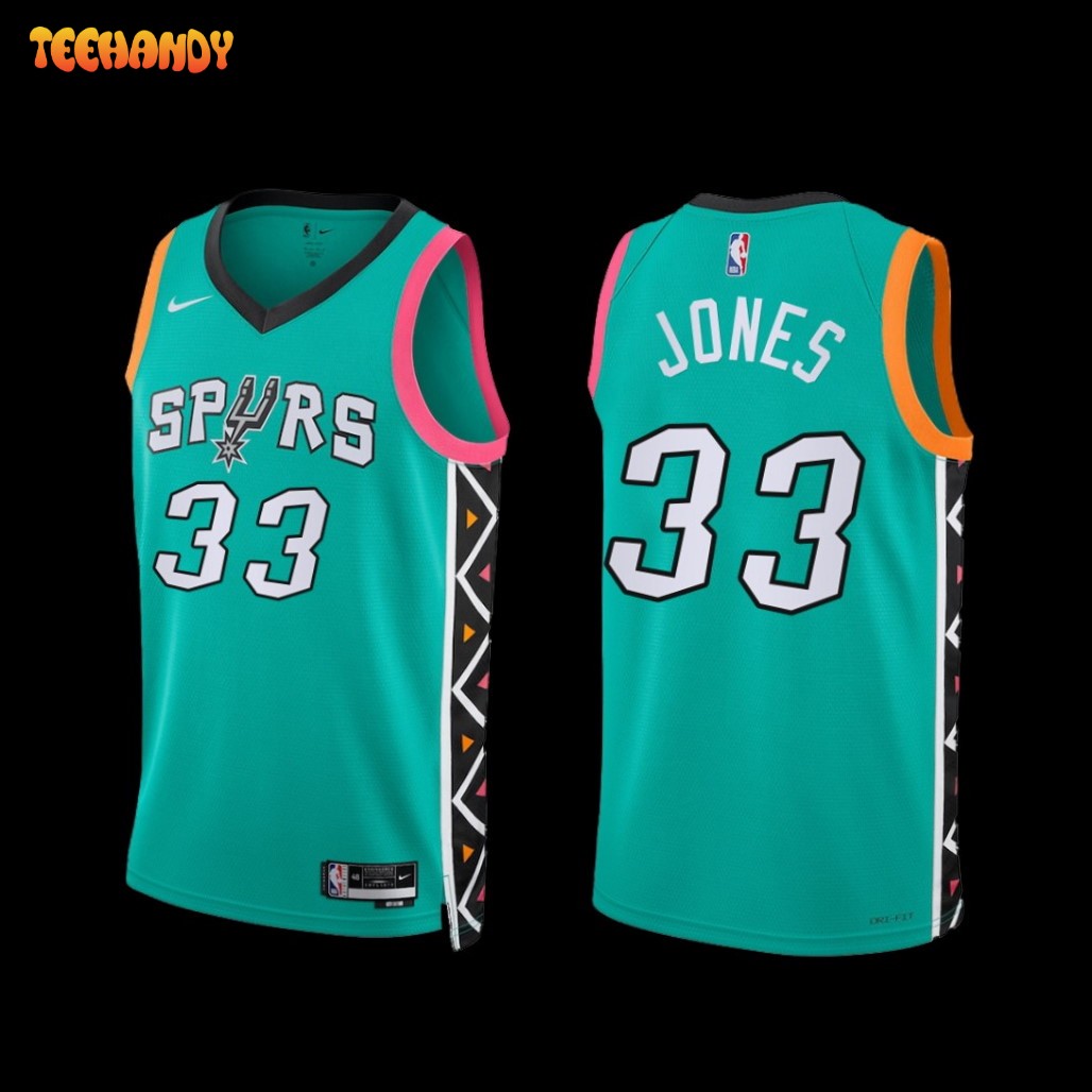 San Antonio Spurs Tre Jones 2022-23 City Edition Jersey Turquoise