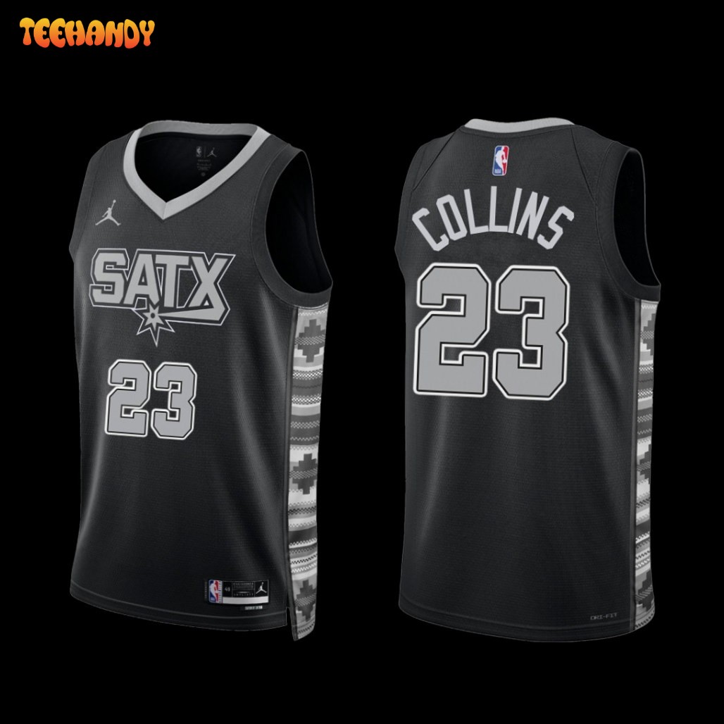 San Antonio Spurs Zach Collins 2022-23 Statement Edition SATX Jersey Black