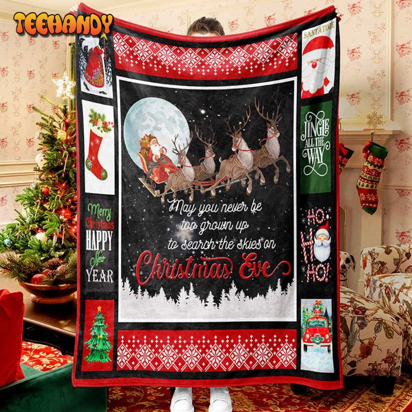 Santa And Elk Christmas Blanket