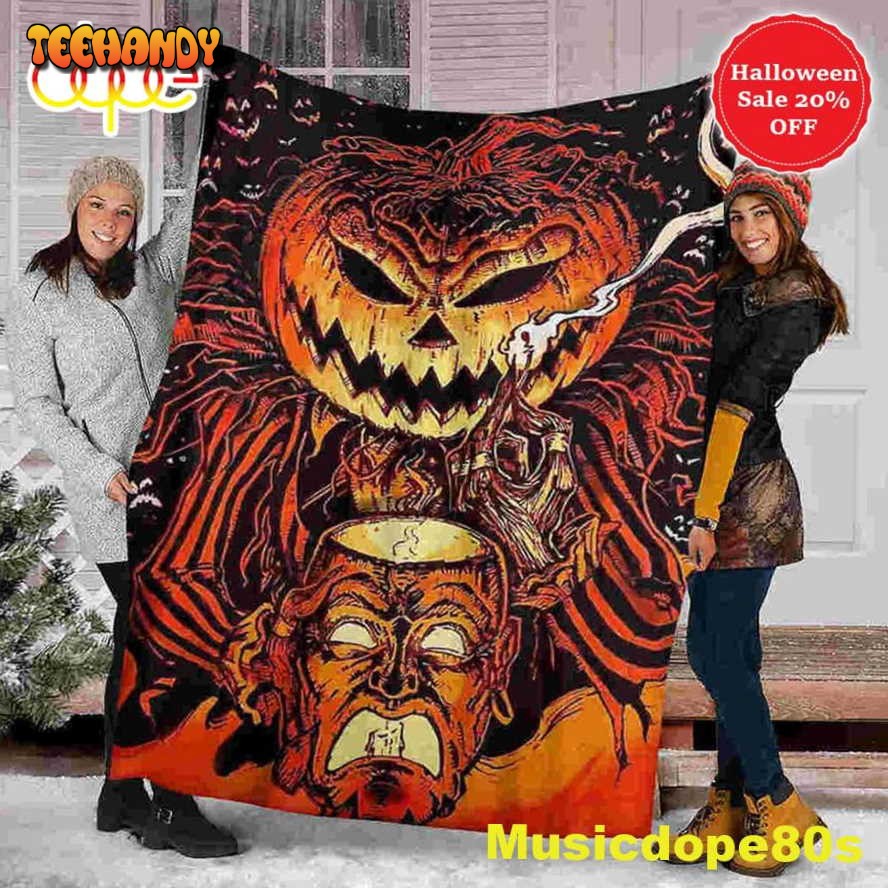 Scary Pumpkin Halloween Sofa Fleece Throw Blanket Halloween Gifts