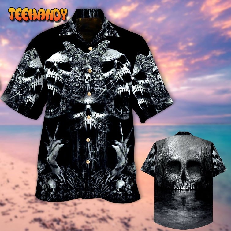 Screaming Skull Hawaiian Shirt Short Sleeve Black Hawaiian Shirts