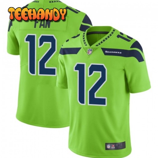 Seattle Seahawks 12th Fan Green Color Rush Limited Jersey