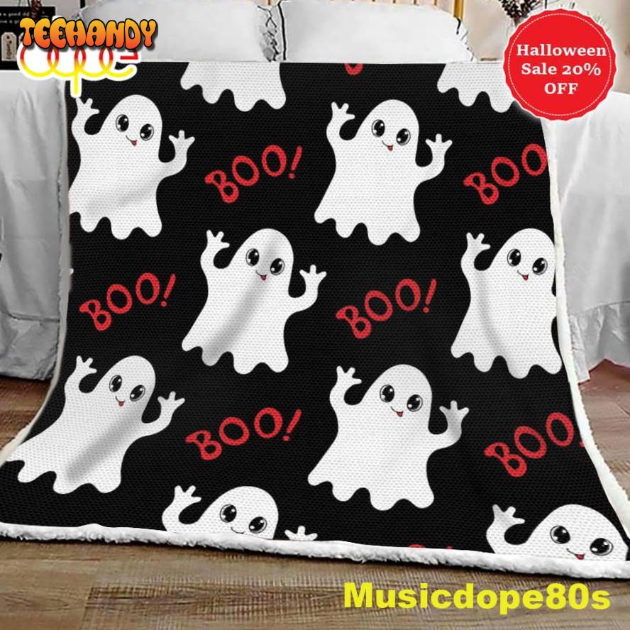 Silly Ghosts on Black Boo Halloween Sofa Fleece Throw Blanket Halloween