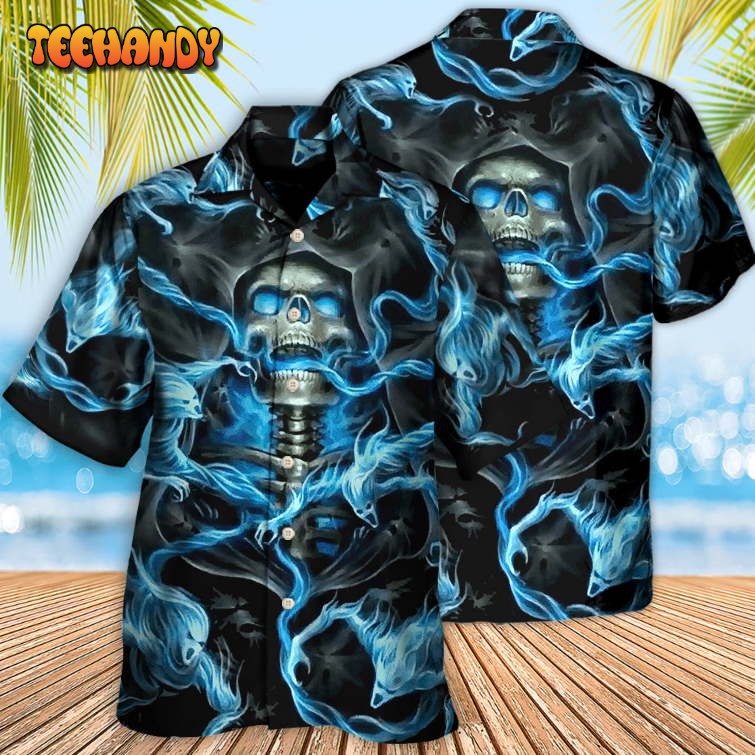 Skull Black Ground Hawaiian Shirt