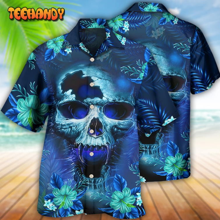 Skull Blue Hello Summer Style Hawaiian Shirt