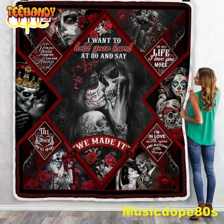 Skull Couple Love Halloween Sofa Fleece Throw Blanket Halloween Gifts