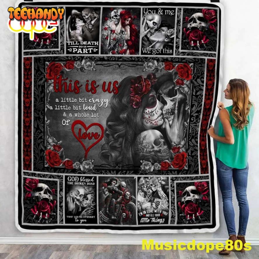 Skull Couple To My Love This Is Us Halloween Sofa Fleece Throw Blanket