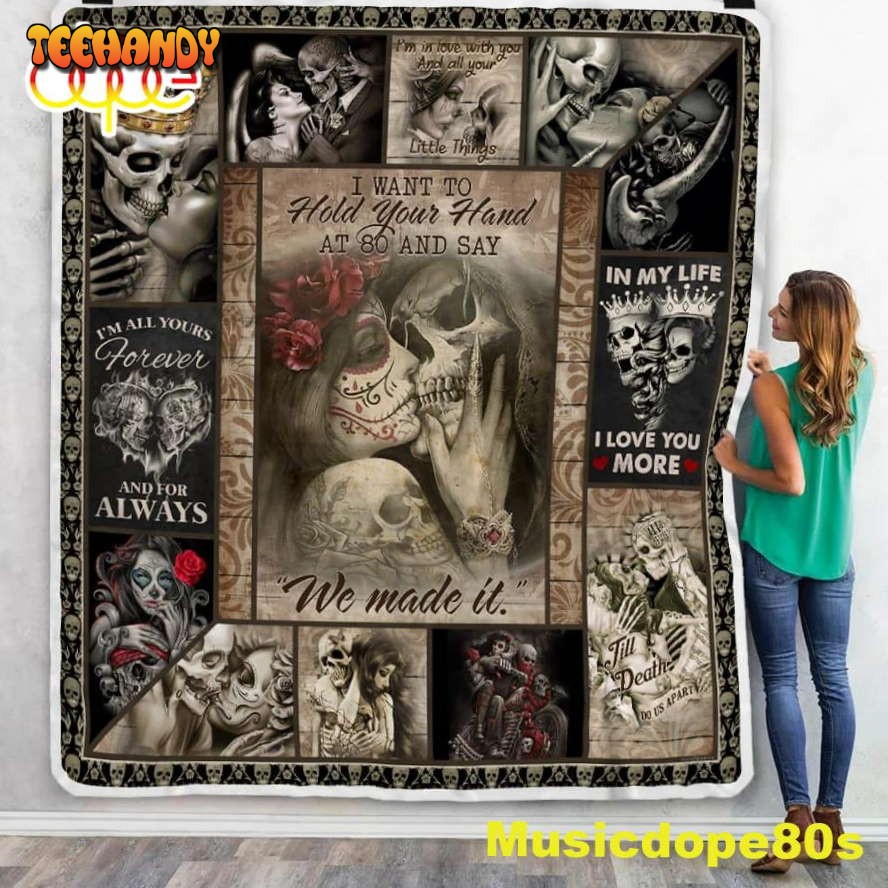 Skull Couple We Made It Halloween Sofa Fleece Throw Blanket Halloween