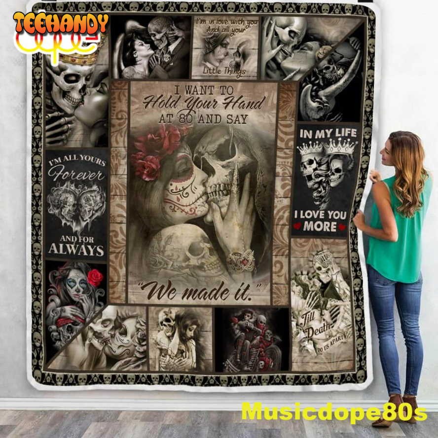 Skull Couple We Made It Halloween Sofa Fleece Throw Blanket  Halloween