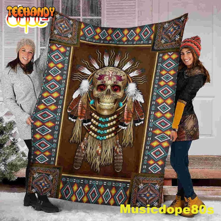 Skull Native Halloween Sofa Fleece Throw Blanket Halloween Gifts