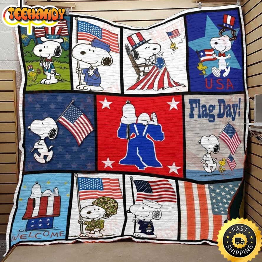 Snoopy And The American Flag The Peanuts Movie Snoopy Dog Blanket