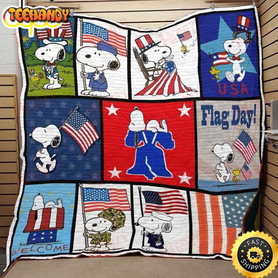 Snoopy And The American Flag The Peanuts Movie Snoopy Dog Blanket