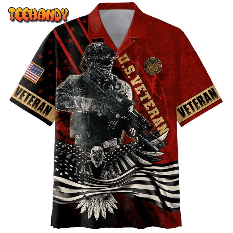 Solider Eagle Lightning 3D Hawaiian Shirt, Veteran Hawaiian Shirt, Gift For Him