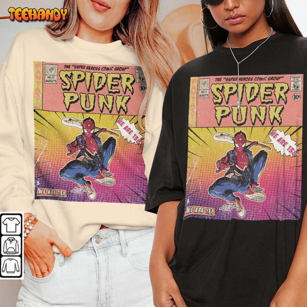 Spider-Punk Comic Art We Are 138 Super Heroes Spider-Man T Shirt