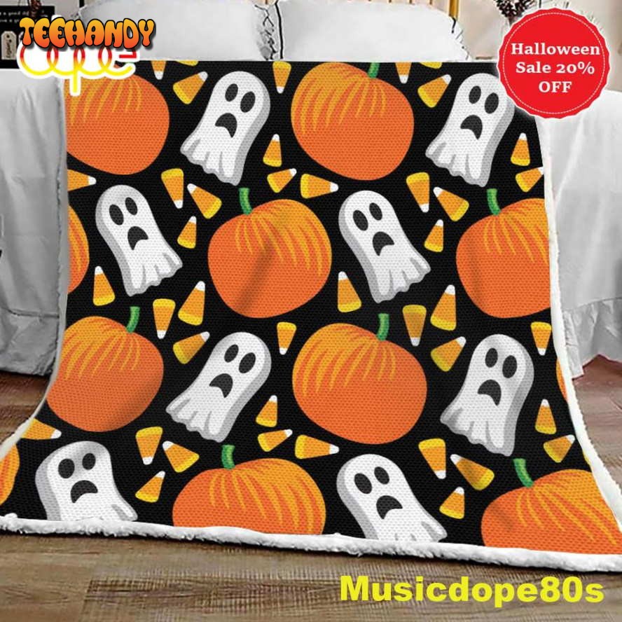 Spooky Elements Ghost Pumpkins Halloween Sofa Fleece Throw Blanket