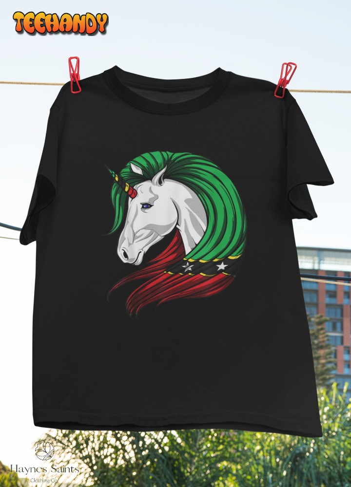 St Kitts And Nevis Flag Unicorn Vintage T-Shirt, Kittitian Flag Shirt