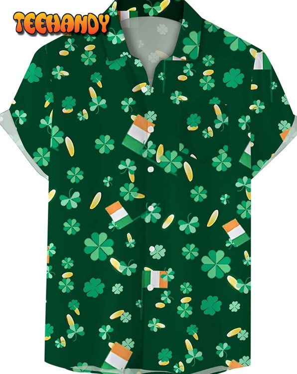 St. Patrick’s Day Button Down Irish Shirt Short Sleeve Casual Hawaiian Shirt