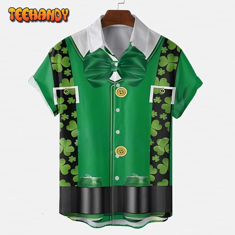 St. Patrick’s Day Button Down Shirt, Funky Irish 3D Print Unisex Hawaiian Shirt