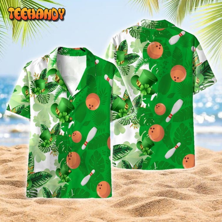 St Patricks Day Hawaiian Shirts With Bowling Floral, Aloha Hawaiian Shirt