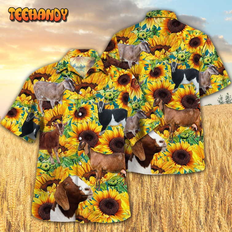 Sunflower Nubian Goat Hawaiian Shirt