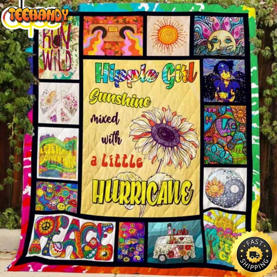 Sunshine Hippie Girl Hippie Blanket