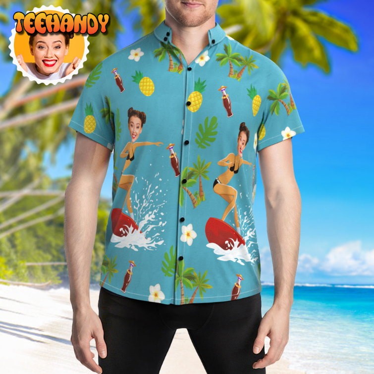 Surfing Hawaiian Shirts with Your Face Summer Hawaiian Shirt for Beach Party