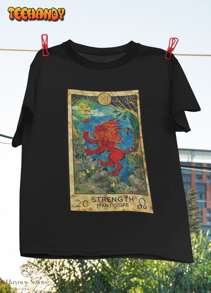 Tarot Card Strength Mystic Psychic Lion Fortune Teller Cards Vintage T-Shirt