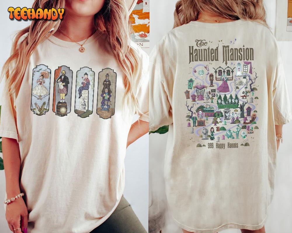 The Haunted Mansion Map Comfort Color Shirt, Retro Disney Halloween Shirt