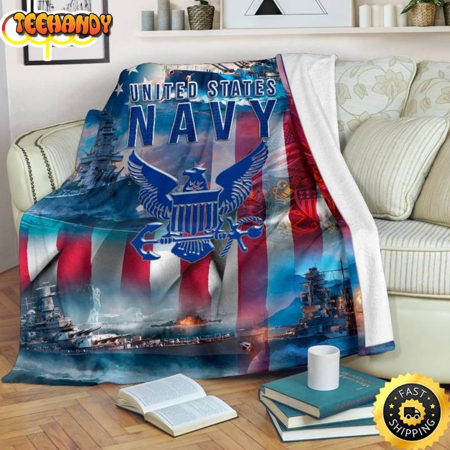 The Ships On The Sea Us Navy Fleece Throw Blanket