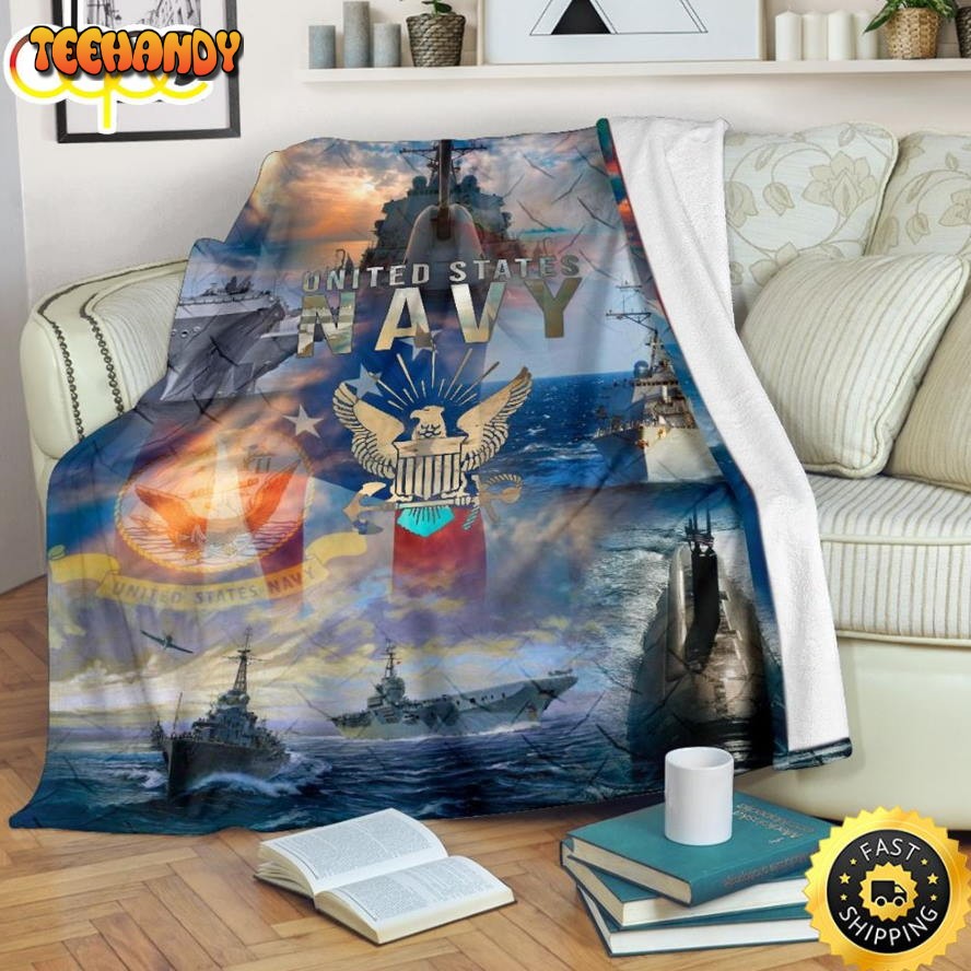 The Us Navy And Warships Fleece Throw Blanket