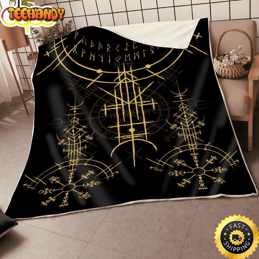 The Viking Compass Fleece Throw Blanket