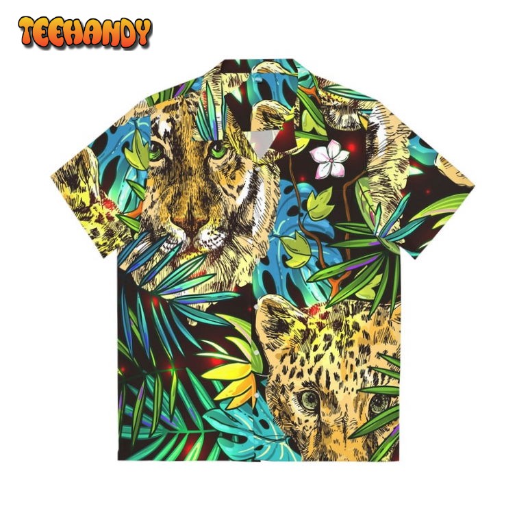 Tiger and Leopard Hawaiian Shirt Men’s Aloha Shirt Gift for Him