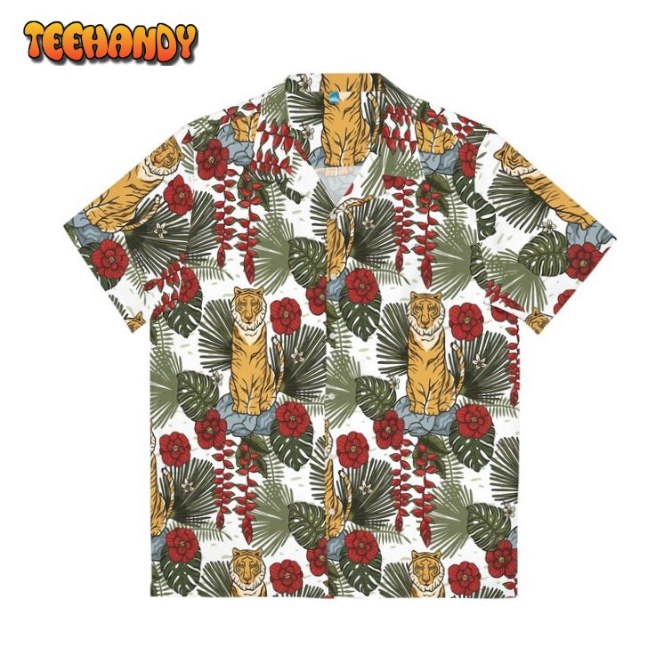 Tiger Beach Shirt Tiger Red Leaf Hawaiian Shirt Men’s Gift Shirt