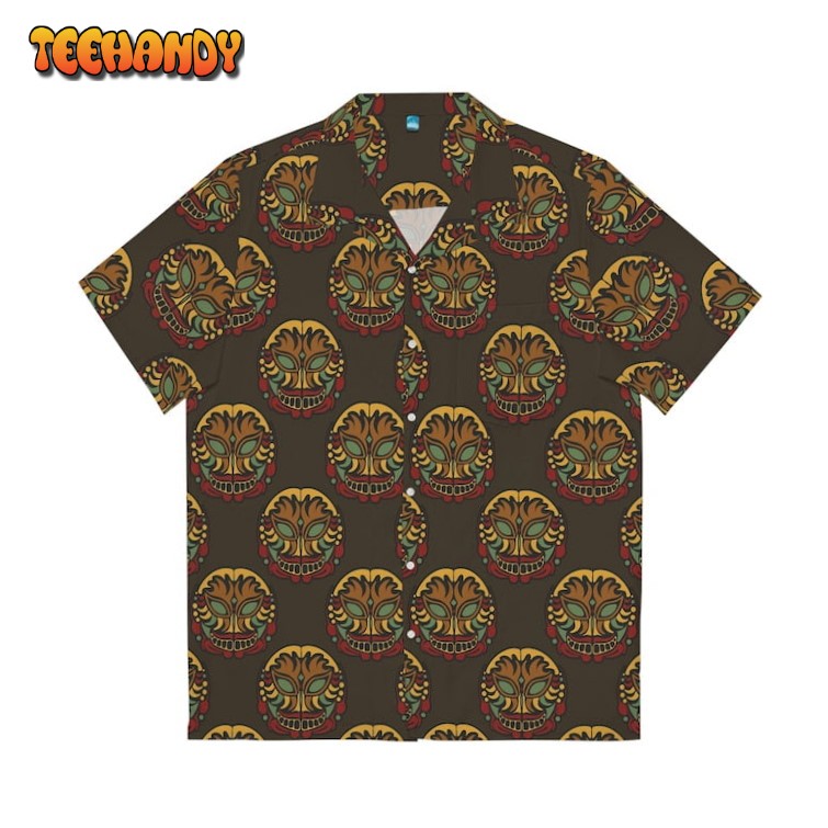 Tiki Brown Aloha Shirt, Tiki Hawaii Shirt for Men, All-over Print Hawaiian Shirt