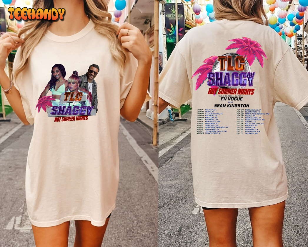 TLC and Shaggy Hot Summer Night Tour 2023 Trending Double Side Shirt