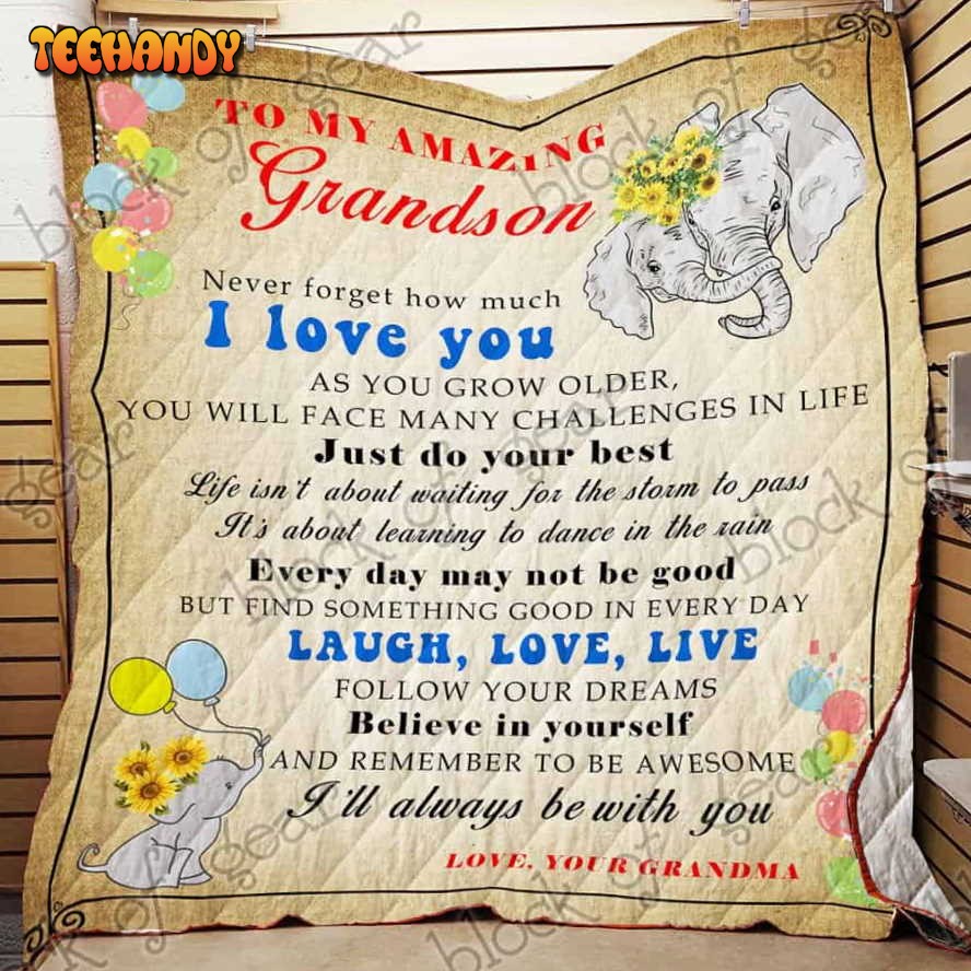 To My Amazing Grandson 3D Quilt Blanket