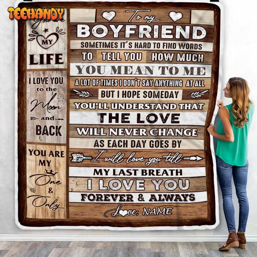 To My Boyfriend  From Girlfriend Wood You Meaning To Me Love You Blanket