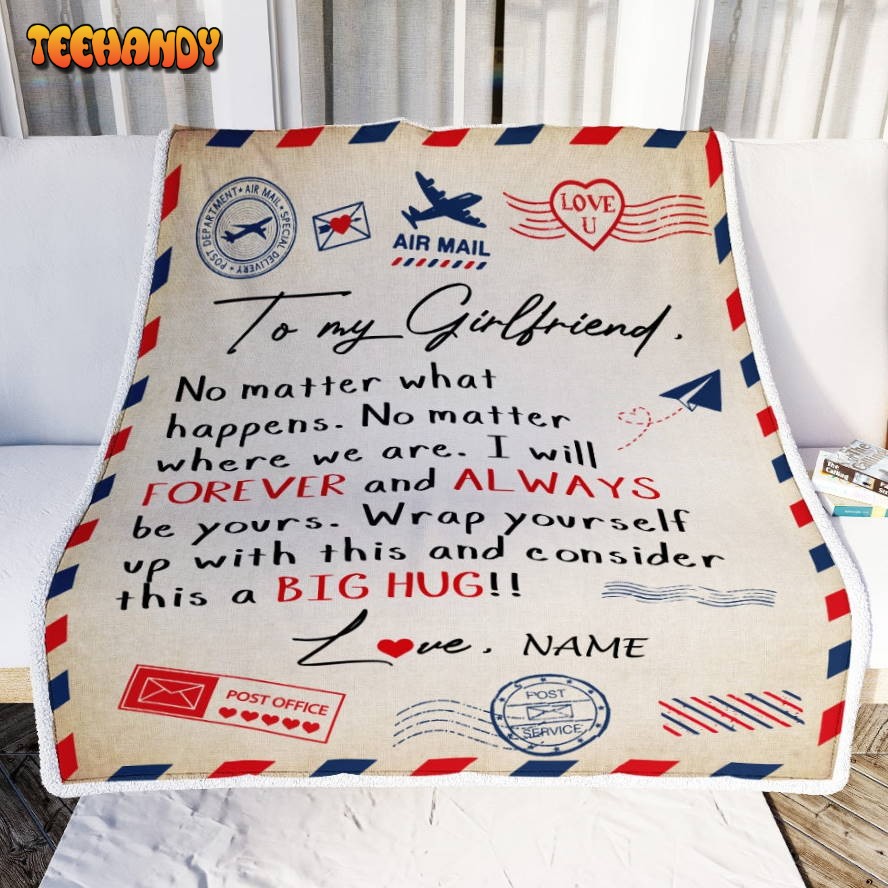 To My Girlfriend  From Boyfriend Big Hug Air Mail Letter Girlfriend Blanket