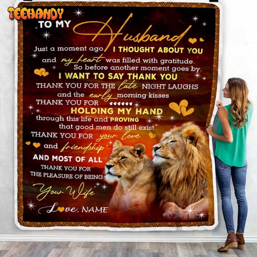 To My Husband  From Wife Thank you For Your Love Couple Lion Blanket