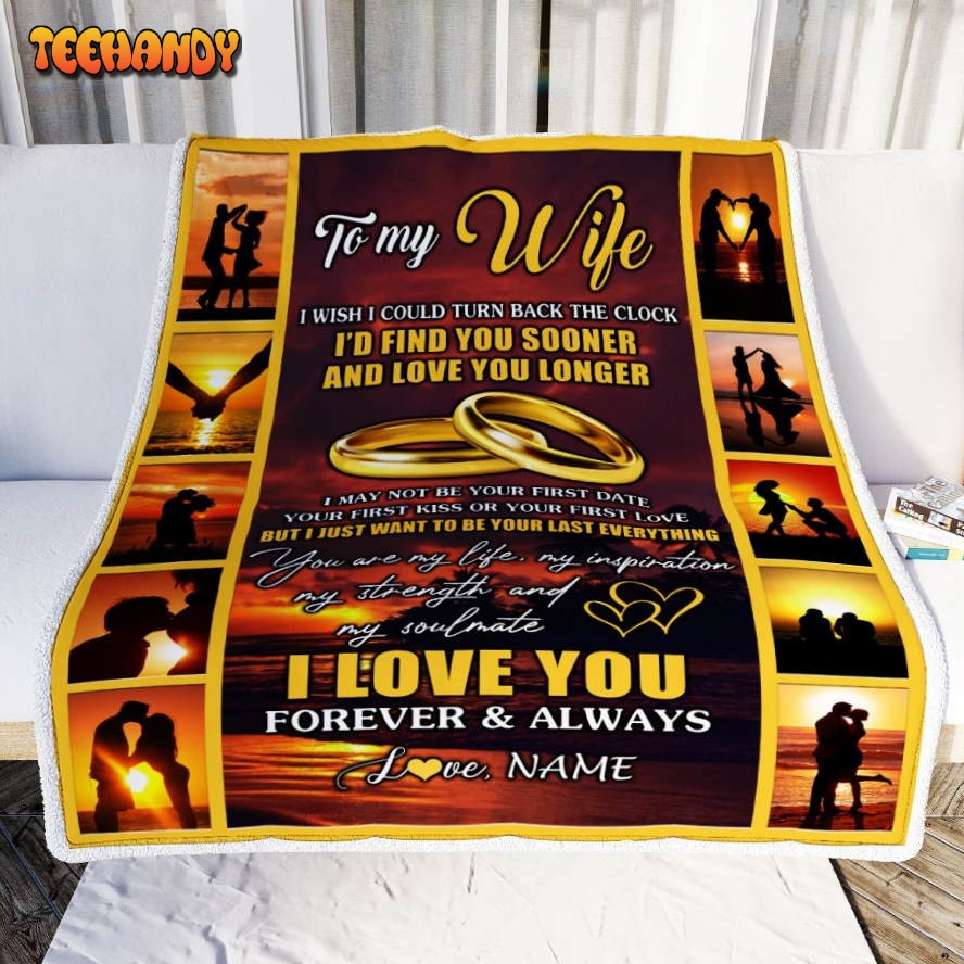 To My Wife  From Husband Name unset I Love You Valentine’s Day Blanket