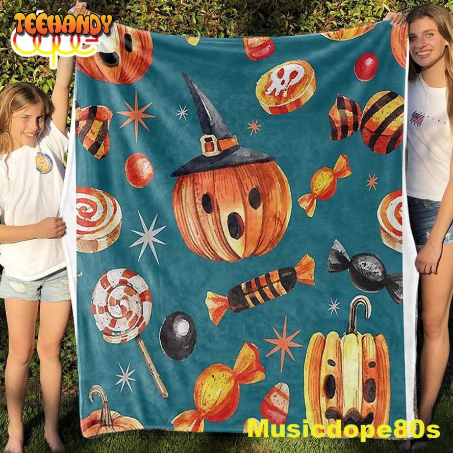 Trick Or Treat Vintage Halloween Candy Pattern Blanket