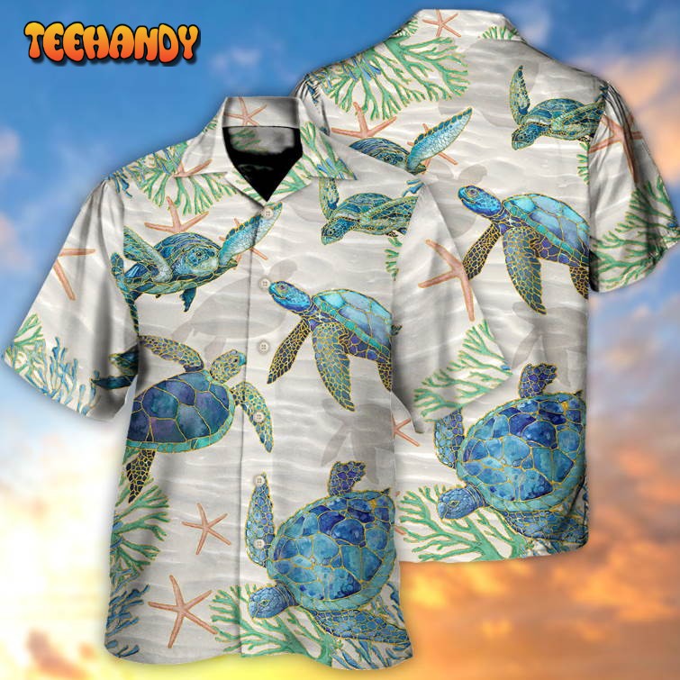 Turtle Peaceful Relaxing Calm Of The Beach And Ship Hawaiian Shirt